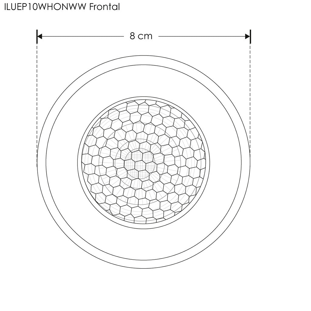 Luminario circular integrado 10W luz cálida (3000K) 36° para empotrar en piso (incluye housing) con accesorio anti-deslumbramiento de iLumileds