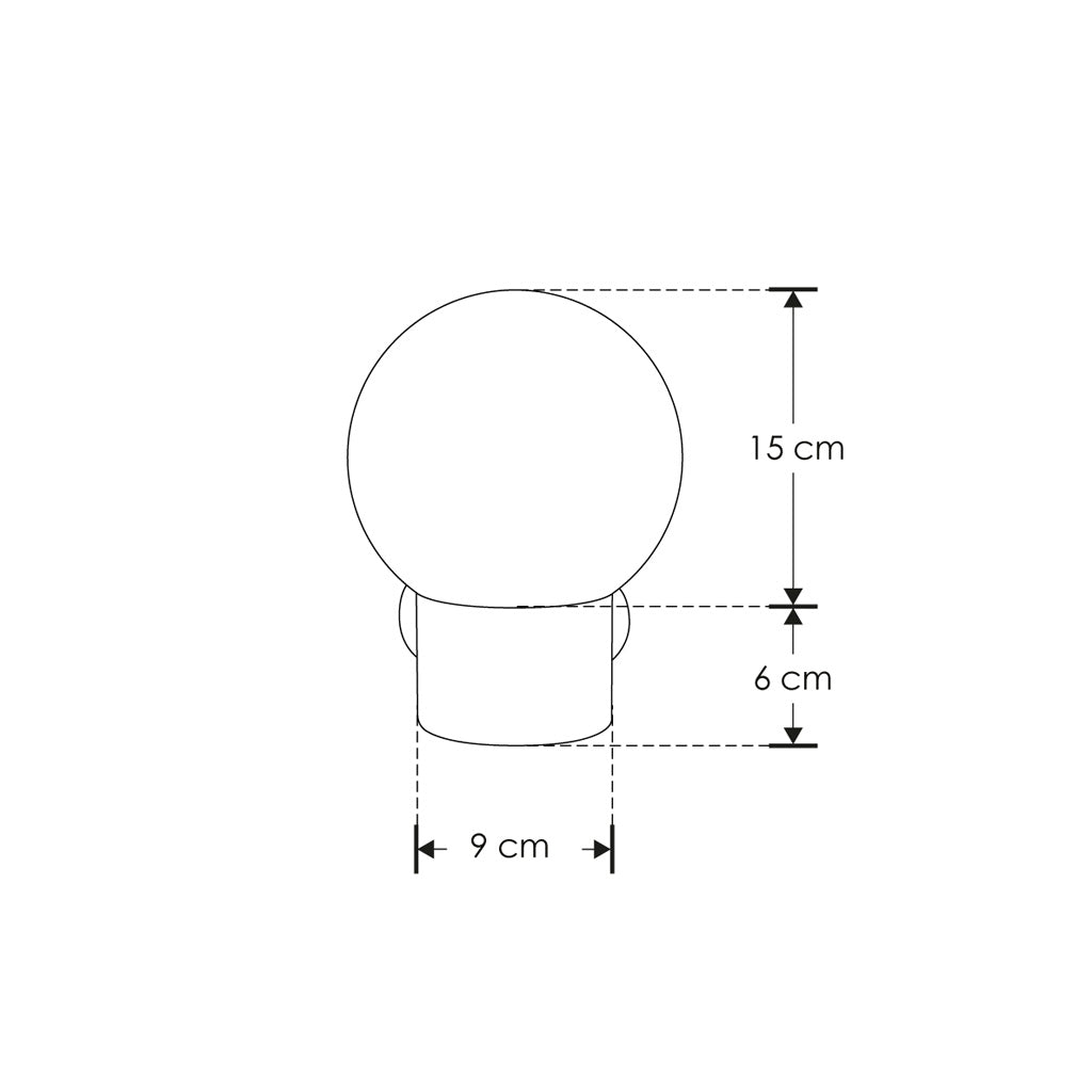 Luminario arbotante con esfera difusa de PMMA con base E27, protección IP44 de iLumileds