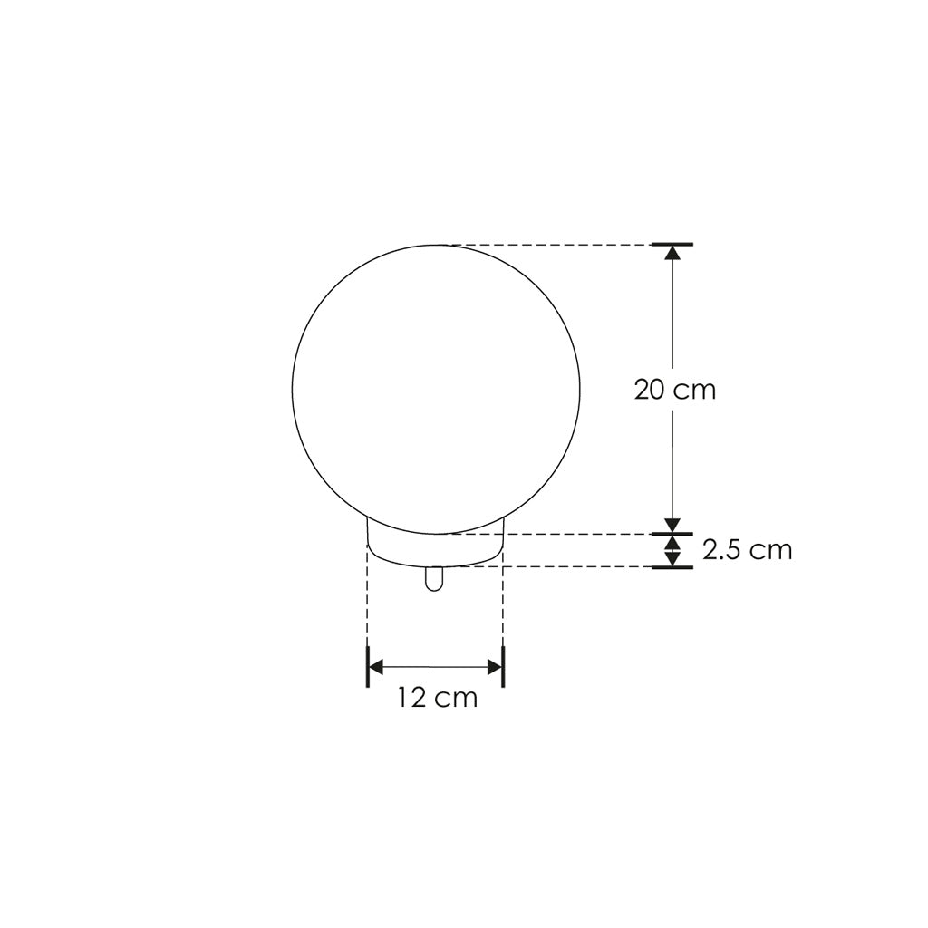 Luminario arbotante contemporaneo con esfera difusa de PMMA con base E27, protección IP44 de iLumileds