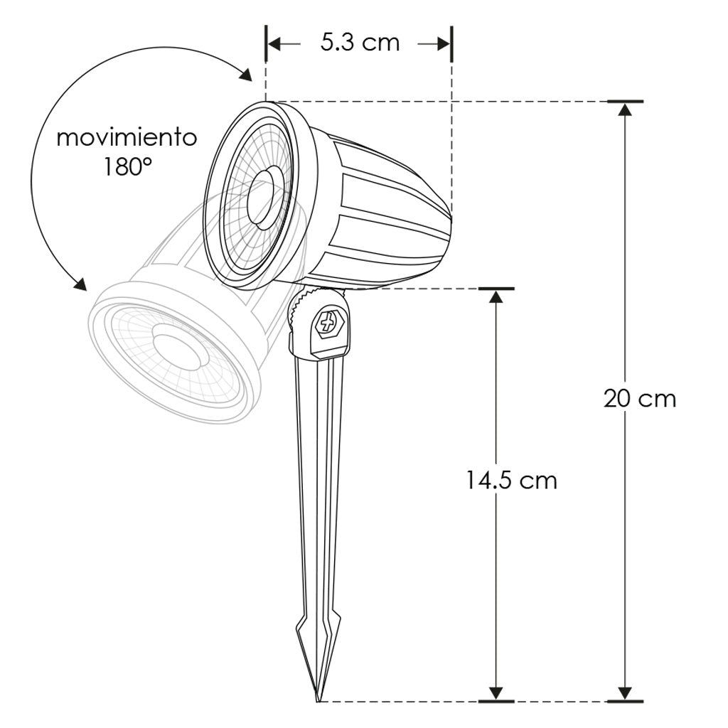 Luminario LED de jardín incluye estaca 9W 180° 85-265V IP65, color de luz neutro cálido (3000K), acabado negro de iLumileds