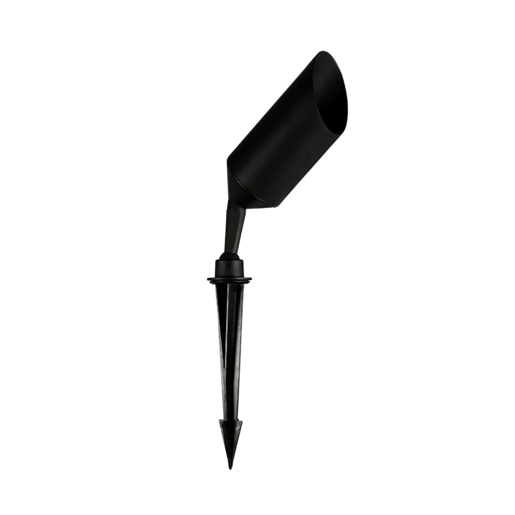Luminario para jardín con víscera para foco MR16 GU10 (no incluido) fabricado en policarbonato negro con estaca de iLumileds