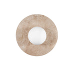 Luminario AngeLico Travertino para muro o techo fabricado en mármol acabado beige, con esfera difusa con base G9 de línea Europea iLumileds