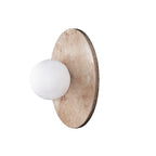 Luminario AngeLico Travertino para muro o techo fabricado en mármol acabado beige, con esfera difusa con base G9 de línea Europea iLumileds