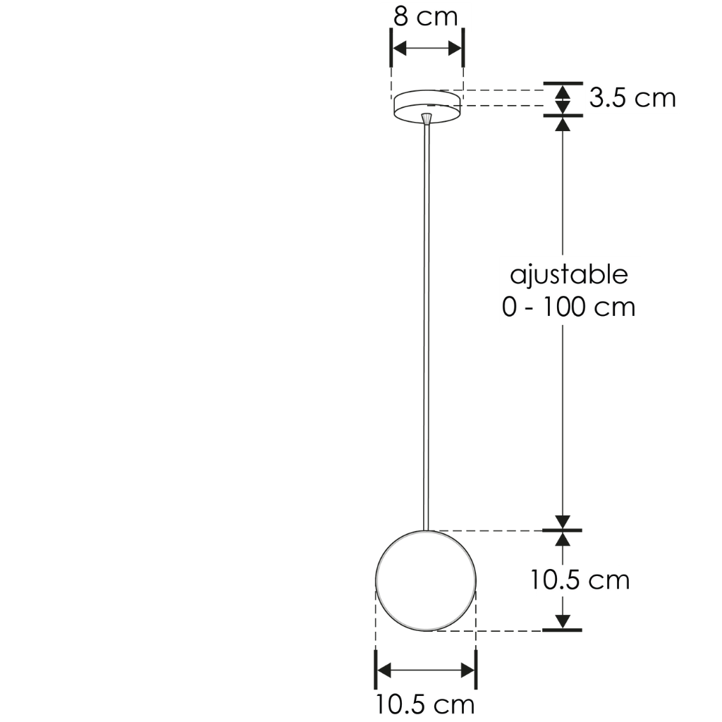 Luminario ALmer suspender esfera policarbonato 7W luz cálida 360° de iLumileds