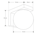 Luminario esférico de policarbonato opalino 7W luz cálida, base negra en L para muro de iLumileds