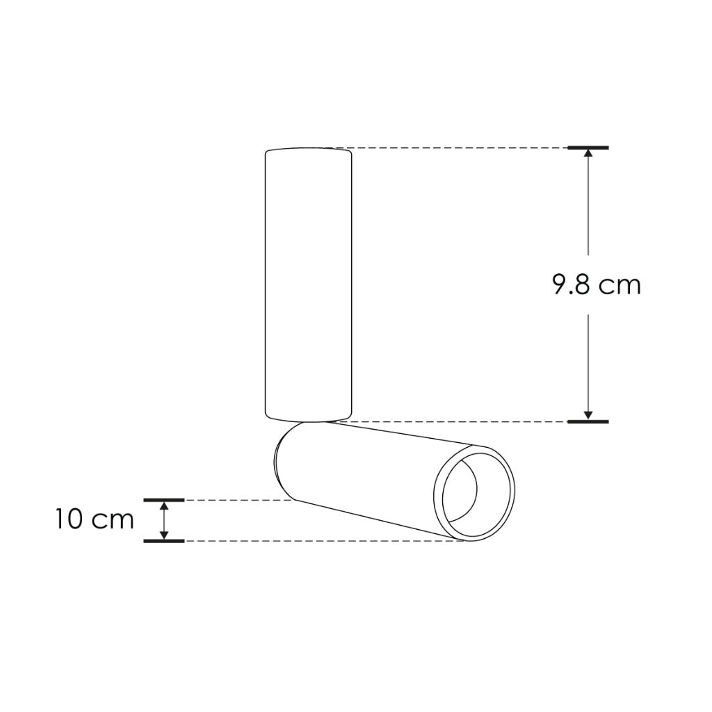 Proyector cilíndrico 5W ángulo de salida ajustable 10 a 50°,  cuerpo de 20cm, luz cálida (3000K) opción acabado negro o blanco de línea Europea iLumileds