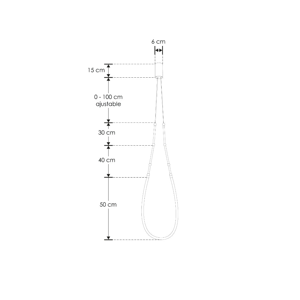 Lazo Bretón de luz con inicio negro 15W luz cálida (3000K), suspensión ajustable 0-100cm de línea Europea iLumileds