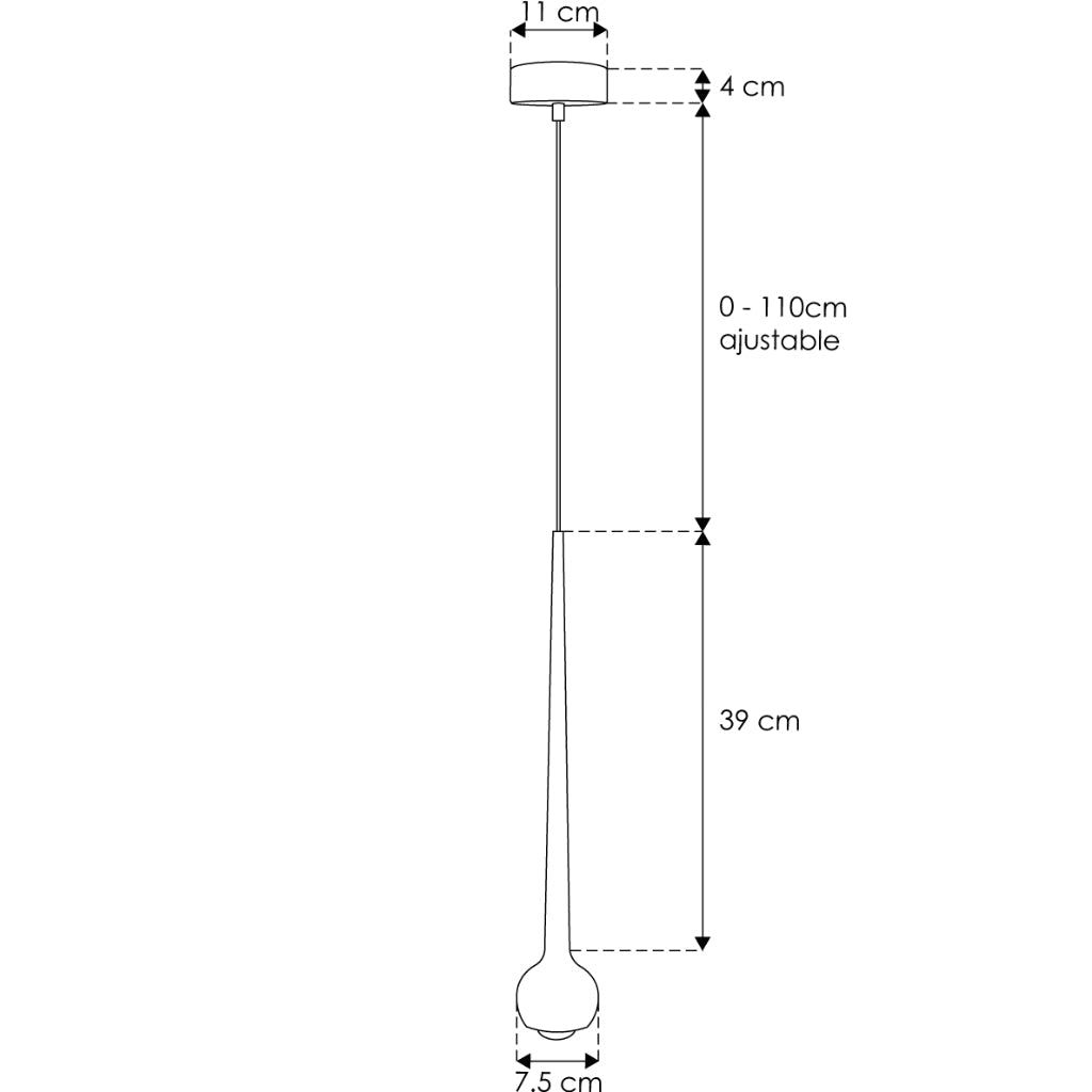 Luminario Itén para suspender acabado negro 9W luz cálida (3000K), suspensión 0-110cm de línea Europea iLumileds