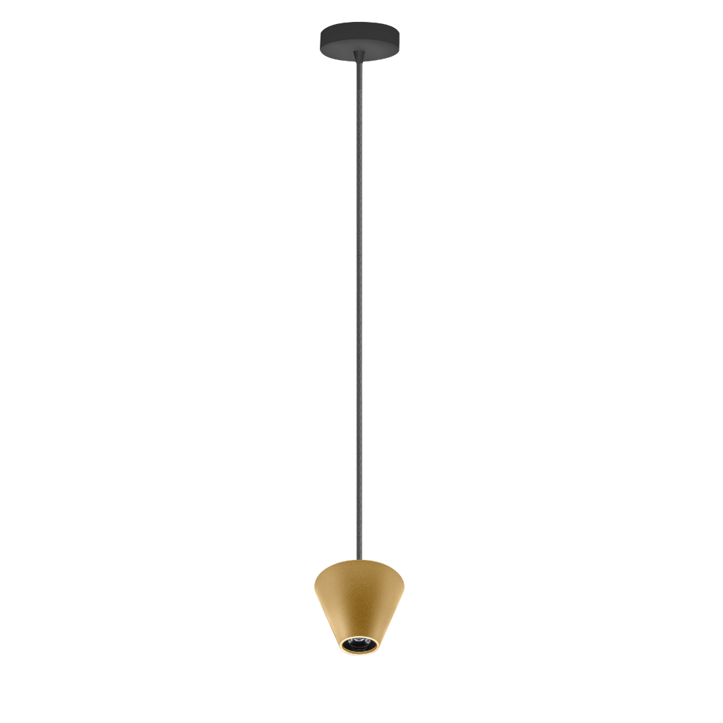 Luminario Lyn suspender cónico inverso acabado dorado 7W luz cálida 120° de iLumileds