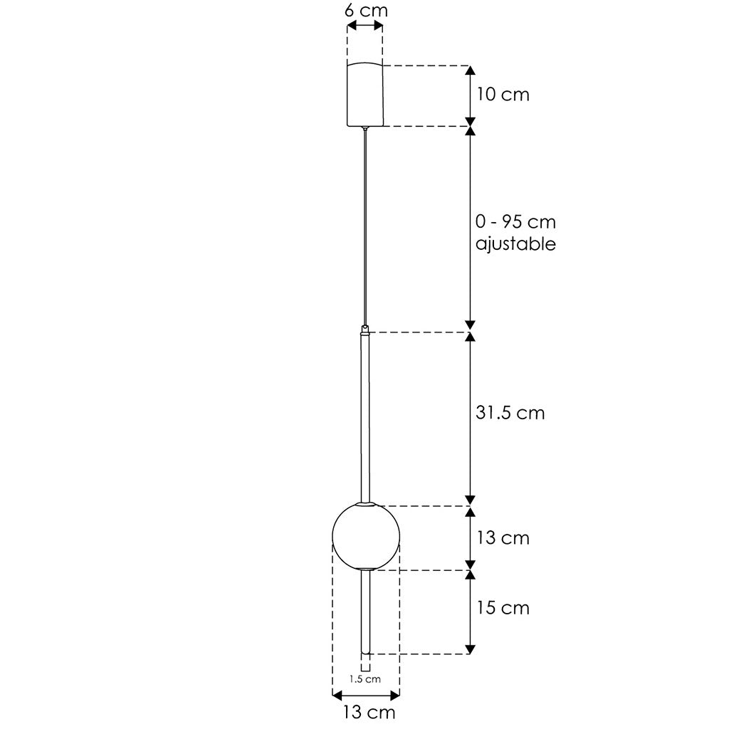 Luminario Tamma suspender con esfera de luz 8W luz cálida (3000K), suspensión ajustable 0 - 95cm
