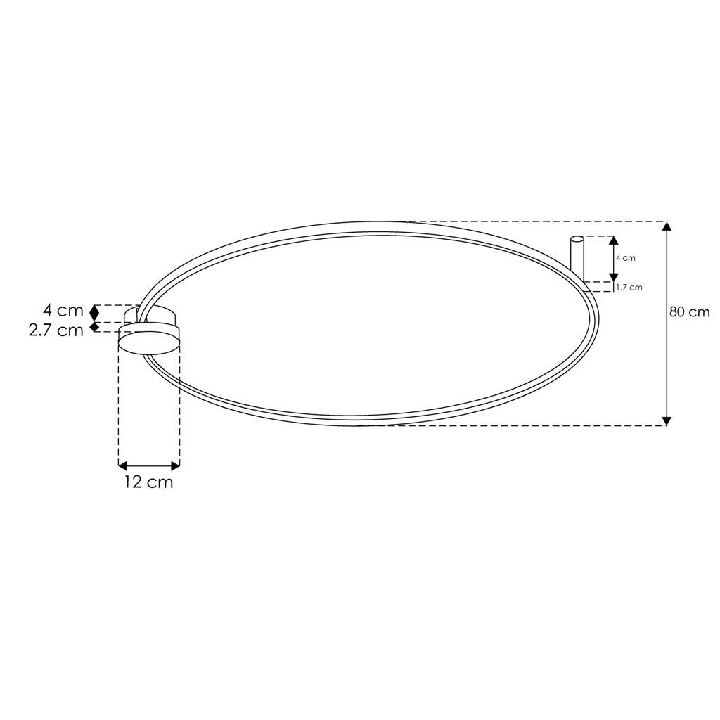 Aro de luz Fibo 51 para sobreponer en techo o muro 51W luz cálida (3000K) Ø80cm de línea Europea iLumileds