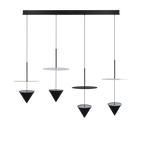 Luminario para suspender Vitruvio con 4 cuerpos piramidales independientes de luz indirecta 24W luz cálida (3000K), de aluminio color negro de iLumileds
