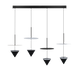 Luminario para suspender Vitruvio con 4 cuerpos piramidales independientes de luz indirecta 24W luz cálida (3000K), de aluminio color negro de iLumileds