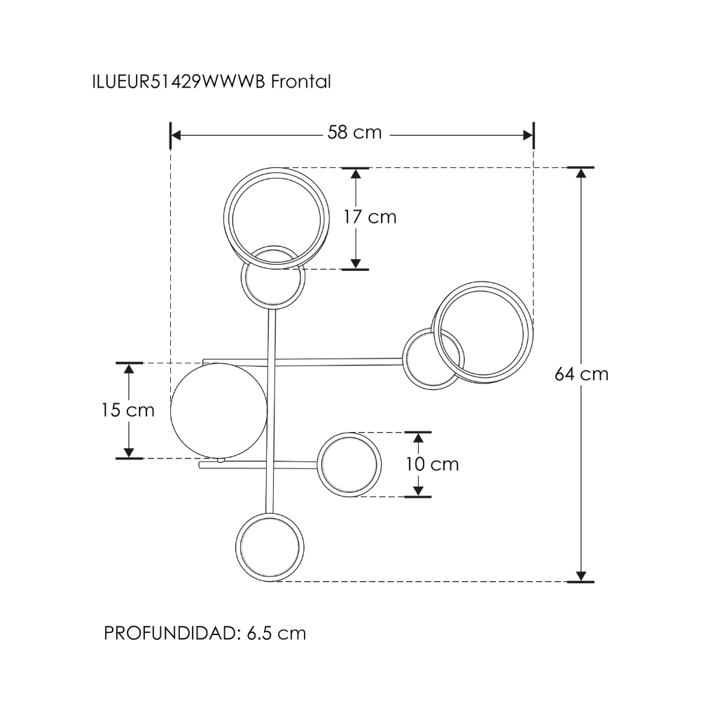 Luminario decorativo contemporaneo en efecto simétrico luz indirecta 30w luz cálida acabado dorado de iLumileds