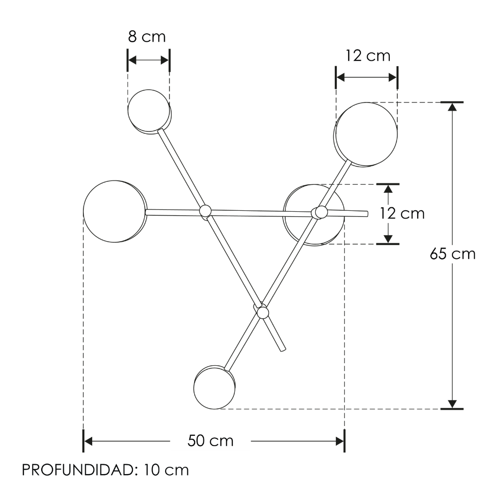 Luminario decorativo contemporaneo en A efecto simétrico luz indirecta 27w luz cálida acabado negro de iLumileds