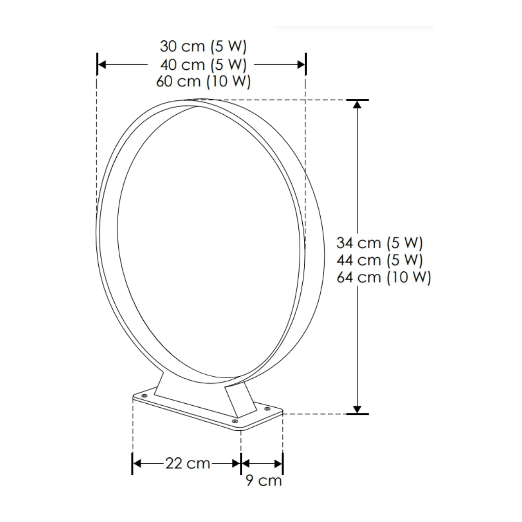 Bolardo aro de luz Gropi  10W luz cálido Ø60cm, de alumino acabado gris con acrílico difuso anti-reflejante, 100-240V de iLumileds