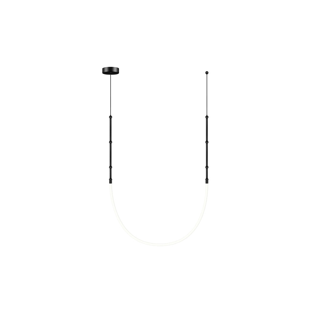 Luminario Klé neón (1m) de techo a muro + bases laterales en negro 12W luz cálida (3000K), suspensión ajustable 0 - 120cm de línea Europea iLumileds