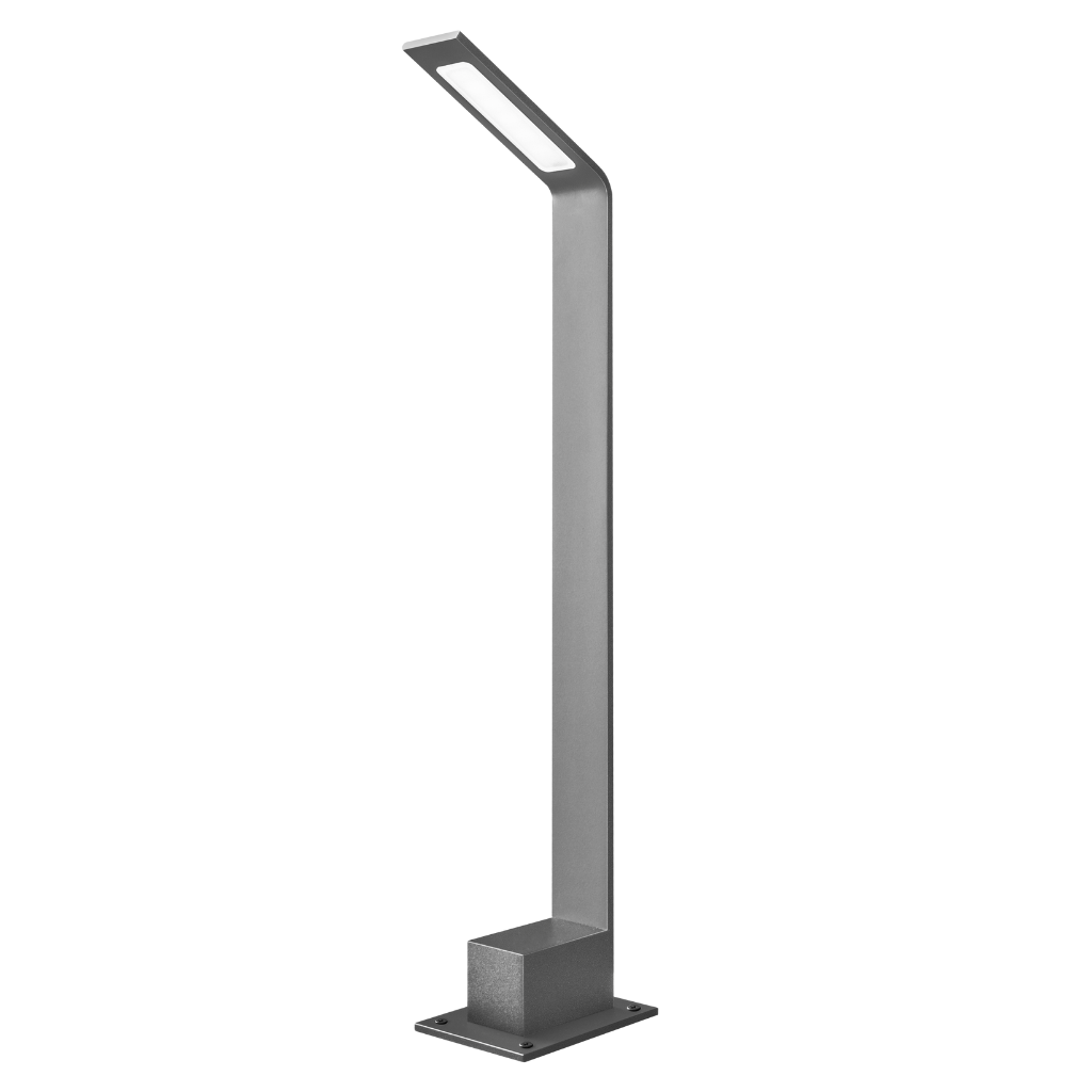 Bolardo recto 6W luz cálido 80cm acabado gris con acrílico difuso anti-reflejante de iLumileds