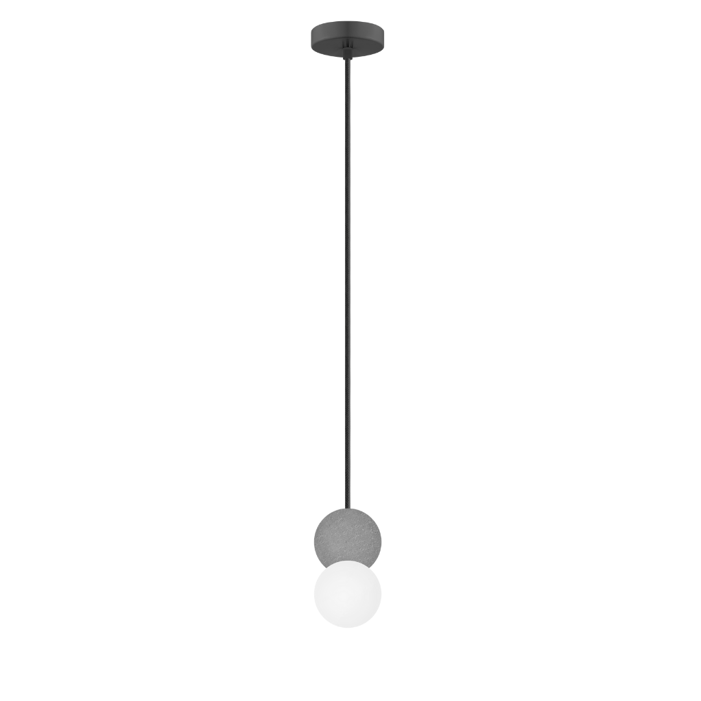 Luminario Téo Dual suspender una esfera concreto gris + esfera de cristal 8cm base G9 de iLumileds