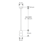 Luminario Téo Dual suspender una esfera concreto gris + esfera de cristal 8cm base G9 de iLumileds
