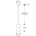 Luminario Téo Dual suspender una esfera concreto gris + esfera de cristal 12cm base G9 de iLumileds