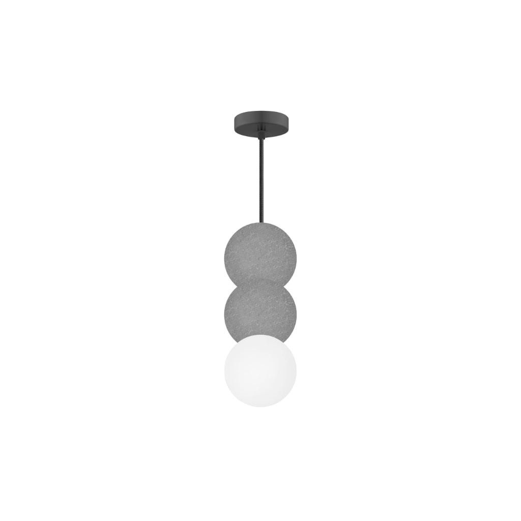Luminario Téo Dual suspender dos esferas concreto gris + esfera de cristal 12cm base G9 de línea Europea iLumileds