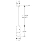 Luminario Téo Dual suspender dos esferas concreto gris + esfera de cristal 12cm base G9 de línea Europea iLumileds