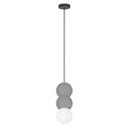 Luminario Téo Dual suspender dos esferas concreto gris + esfera de cristal 12cm base G9 de línea Europea iLumileds