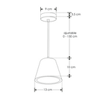Luminario PLá suspender cónico pequeño de yeso 5W luz cálida acabado gris o blanco de iLumileds