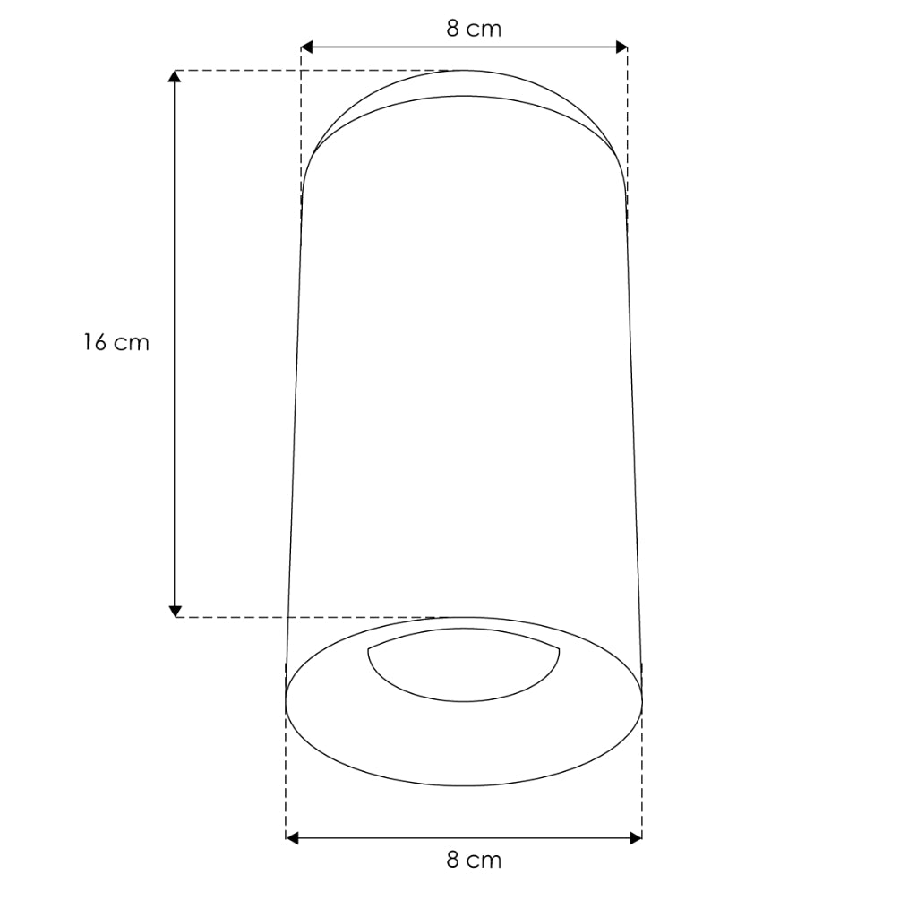 Cilíndro negro 16cm (Ø8cm) para sobreponer con base GU10 de línea Europea iLumileds