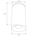 Cilíndro negro 16cm (Ø8cm) para sobreponer con base GU10 de línea Europea iLumileds