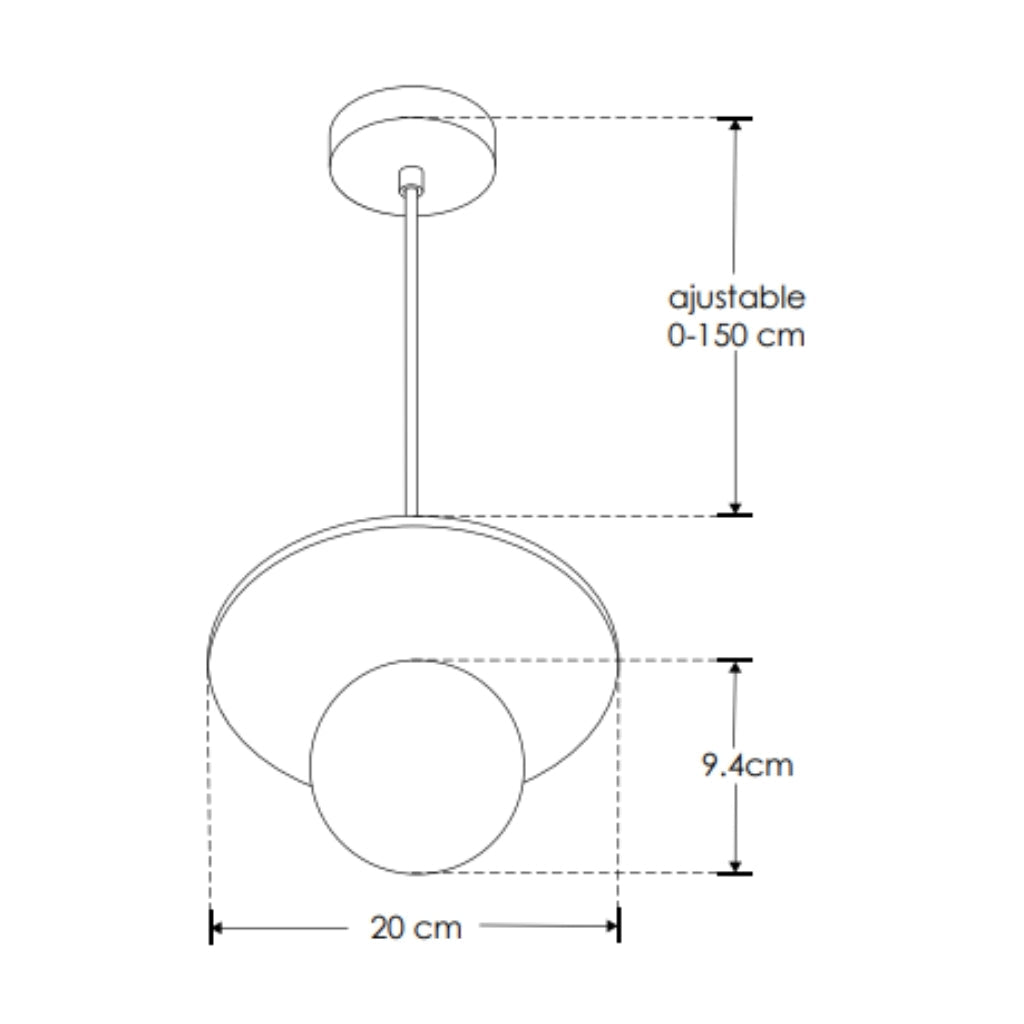 Luminario Marblea con esfera de cristal difuso con base G9 (no incluido), acabado travertino beige con detalles latonados, suspensión ajustable de 0-160cm de iLumileds