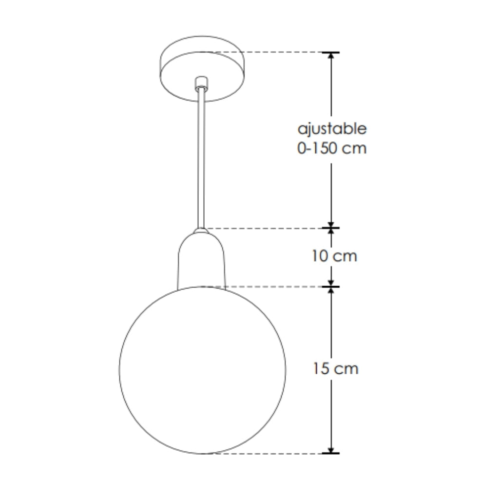Luminario Loggia con esfera de cristal difuso con base G9 (no incluido), acabado travertino beige con detalles latonados, suspensión ajustable de 0-160cm de iLumileds