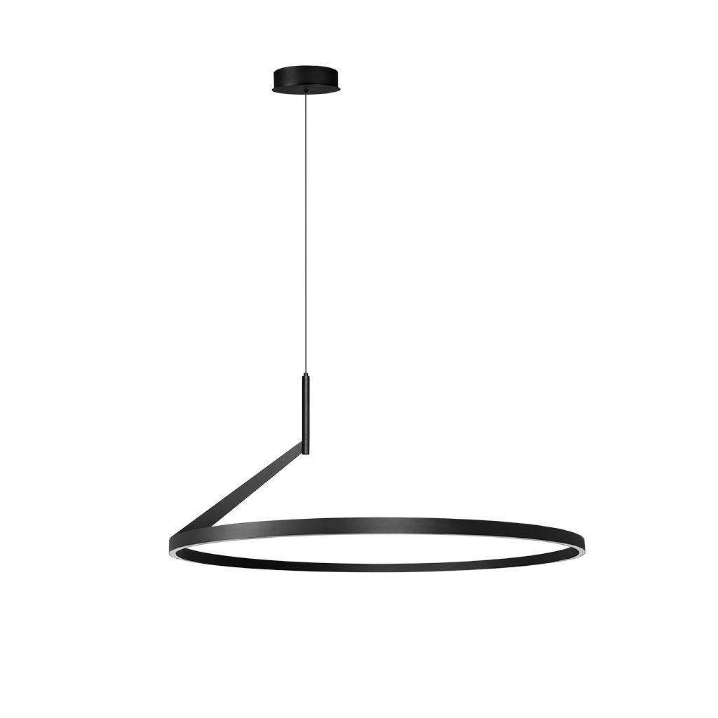 Aro de luz (Ø80cm) Brunelleschi para suspender 38W luz cálida (3000K), de aluminio acabado negro, suspensión ajustable hasta 160cm de iLumileds