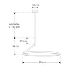 Aro de luz (Ø80cm) Brunelleschi para suspender 38W luz cálida (3000K), de aluminio acabado negro, suspensión ajustable hasta 160cm de iLumileds