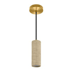 Luminario Canaletta cilíndrico, acabado travertino beige con detalles latonados, con para foco MR16 GU10 (no incluido), suspensión ajustable de 0-160cm de iLumileds