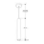 Luminario Paros cilíndrico 3W 45° luz cálida (3000K), acabado travertino beige con detalles latonados, suspensión ajustable de 0-160cm de iLumileds