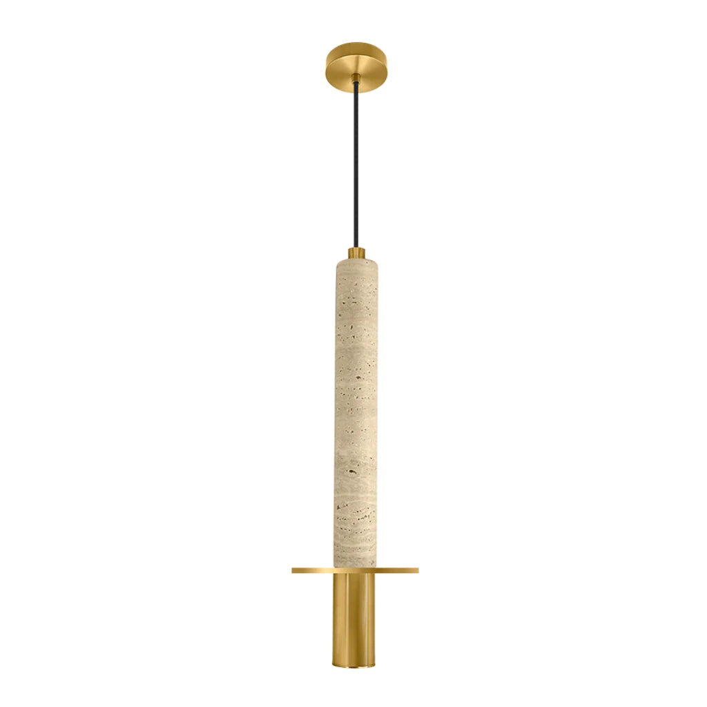 Luminario Florencia para suspender 3W 45° luz cálida (3000K), acabado travertino beige con detalles latonados, suspensión ajustable de 0-160cm de iLumileds