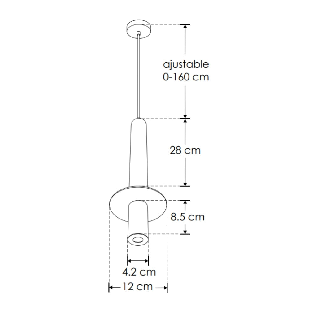 Luminario Florencia para suspender 3W 45° luz cálida (3000K), acabado travertino beige con detalles latonados, suspensión ajustable de 0-160cm de iLumileds