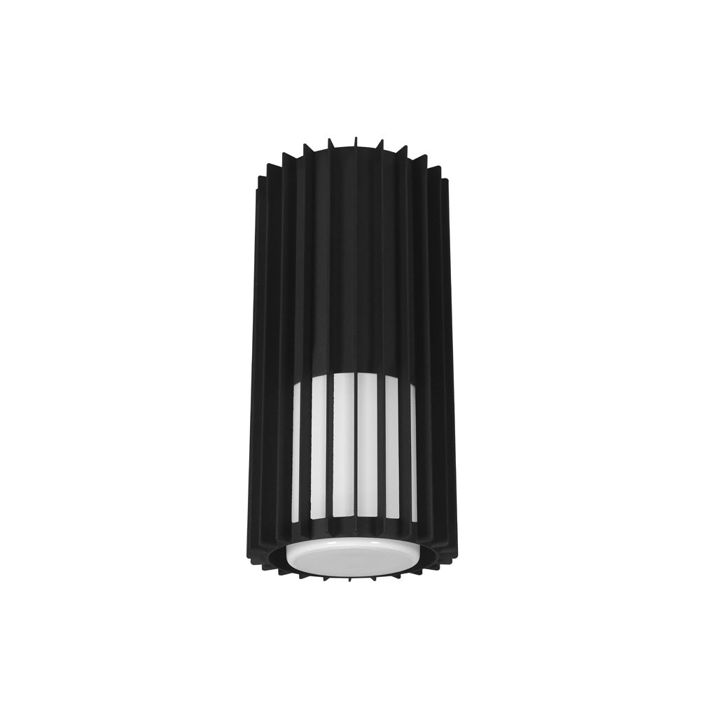 Luminario Míes 1 para sobreponer en techo con base G9, fabricado en aluminio acabado negro, apto para zonas húmedas de línea Europea iLumileds