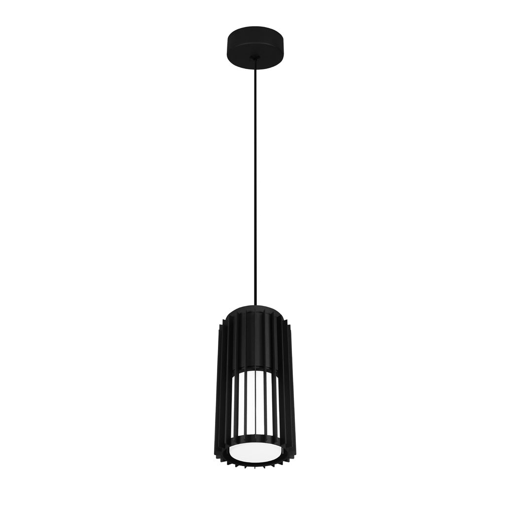 Luminario Míes 3 para suspender ajsutable, con base G9, fabricado en aluminio acabado negro, apto para zonas húmedas de línea Europea iLumileds