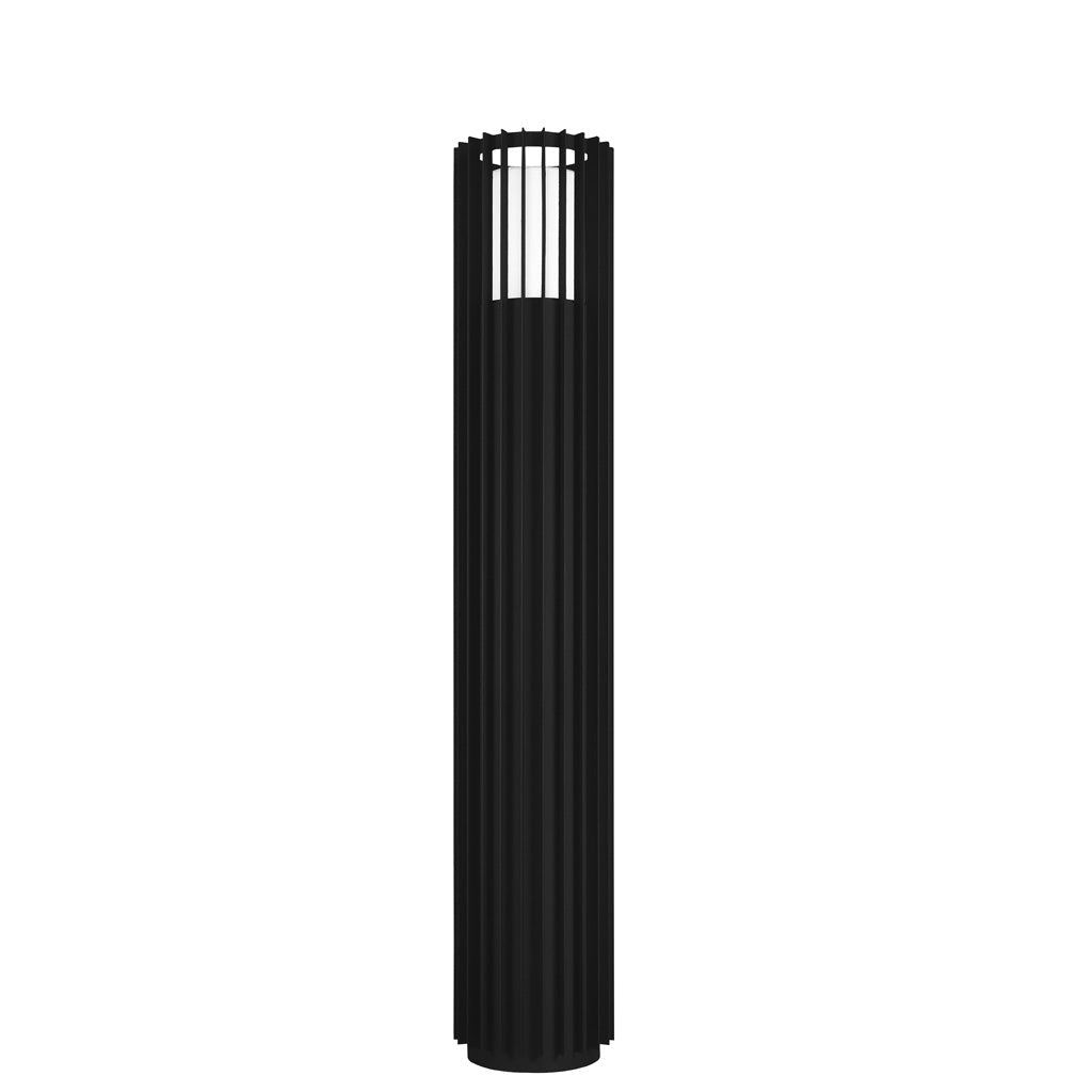 Bolardo Míes 4, con base G9, fabricado en aluminio acabado negro, apto para zonas húmedas de línea Europea iLumileds