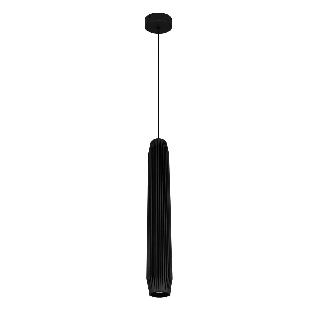 Luminario cilíndrico Lufont 2 para suspender 5W luz cálida (3000K), fabricado en aluminio acabado negro, 100 -265V de línea Europea iLumileds
