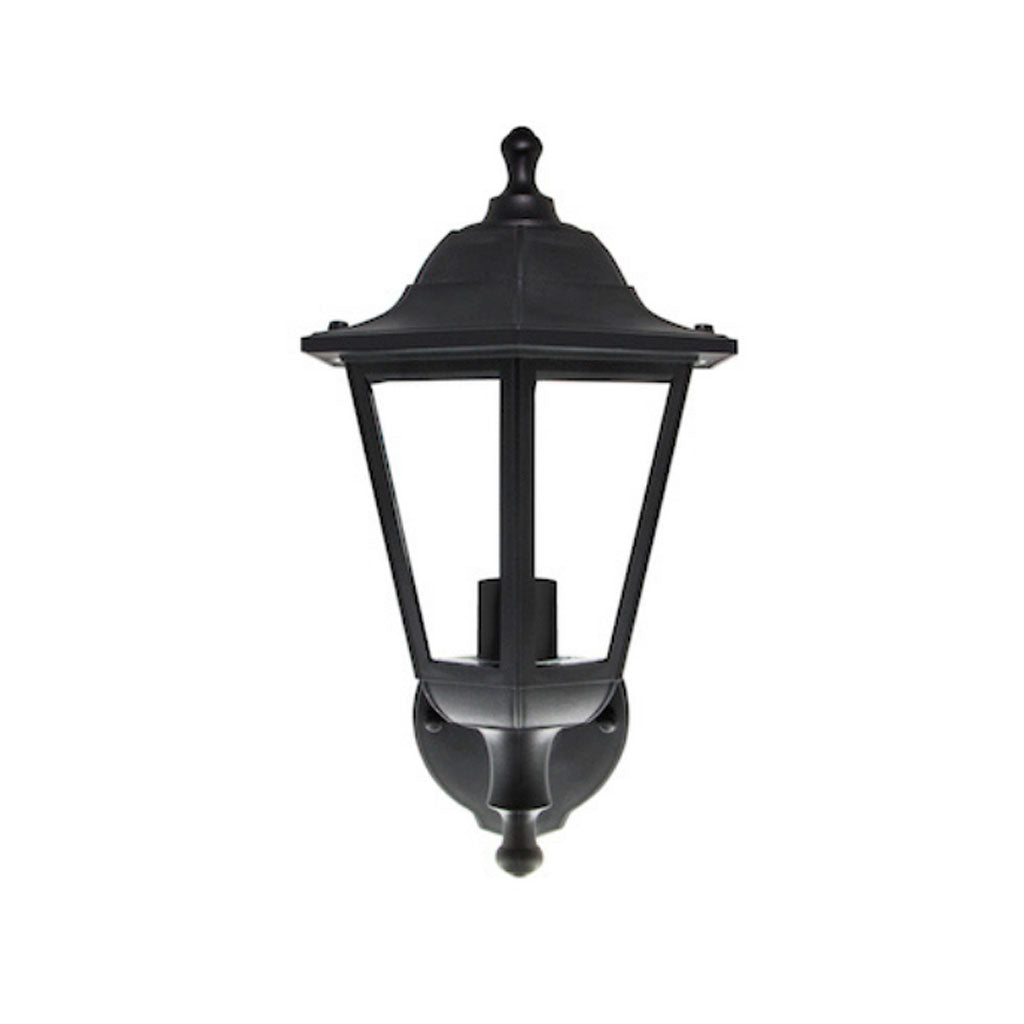 Farol clásico de muro exterior de policarbonato acabado negro con base E27 de iLumileds