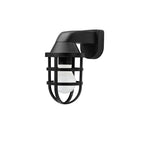 Luminario exterior arbotante tipo farol con rejilla, de policarbonato acabado negro, para lámpara E27 de iLumileds