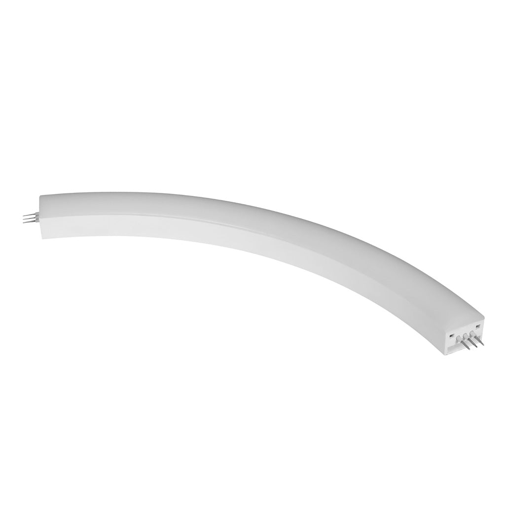 Luminario curvo interconectable 4W serie DW, 26cm de largo atenuable opciones color de luz 127V, policarbonato acabado blanco con cubierta de policarbonato difuso de iLumileds