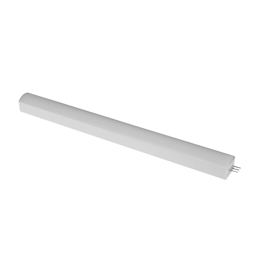 Luminario lineal interconectable 4W serie DW, 28cm de largo atenuable opciones color de luz 127V, policarbonato acabado blanco con cubierta de policarbonato difuso de iLumileds