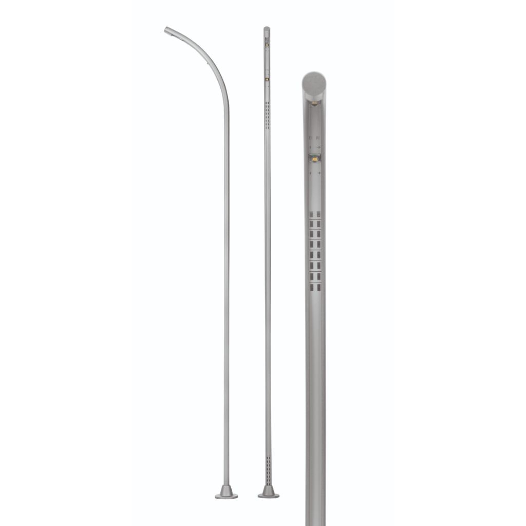Luminario LED tipo poste clindrico con punta curva 50cm gris 2x1W 110° 4100K 3-12Vcc para interiores de iLumileds