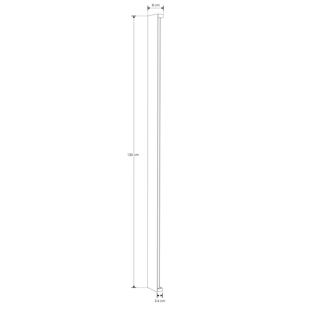 Luminario rectangular de 120cm x 8cm para muro 40W con salidas laterales luz cálida (3000K) de iLumileds