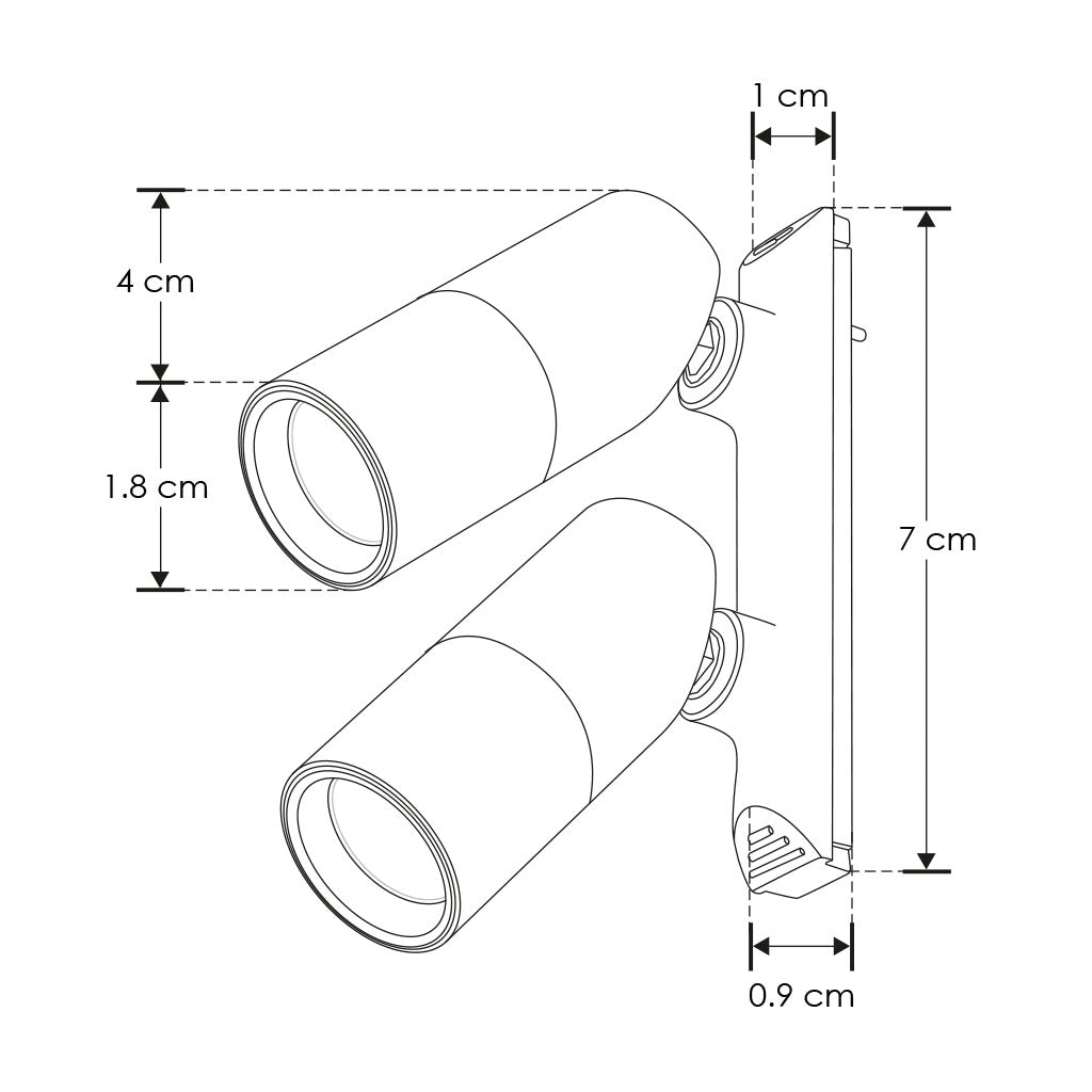 Mini proyector dirigible doble cabeza para micro track magnético 2W 24° 3000K 24V de iLumileds